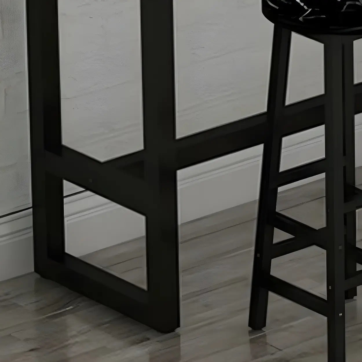 Rectangular Wood Bar Table with Footrest — White / Without Chairs