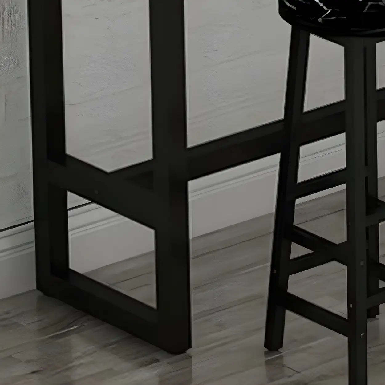 Rectangular Wood Bar Table with Footrest — White / Without Chairs