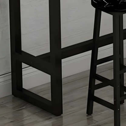Rectangular Wood Bar Table with Footrest — White / Without Chairs