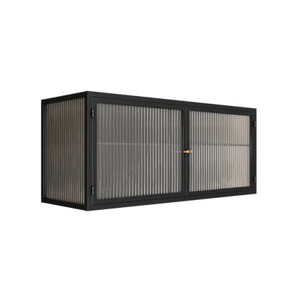 Black Rectangular Alloy Floating Mount China Cabinet