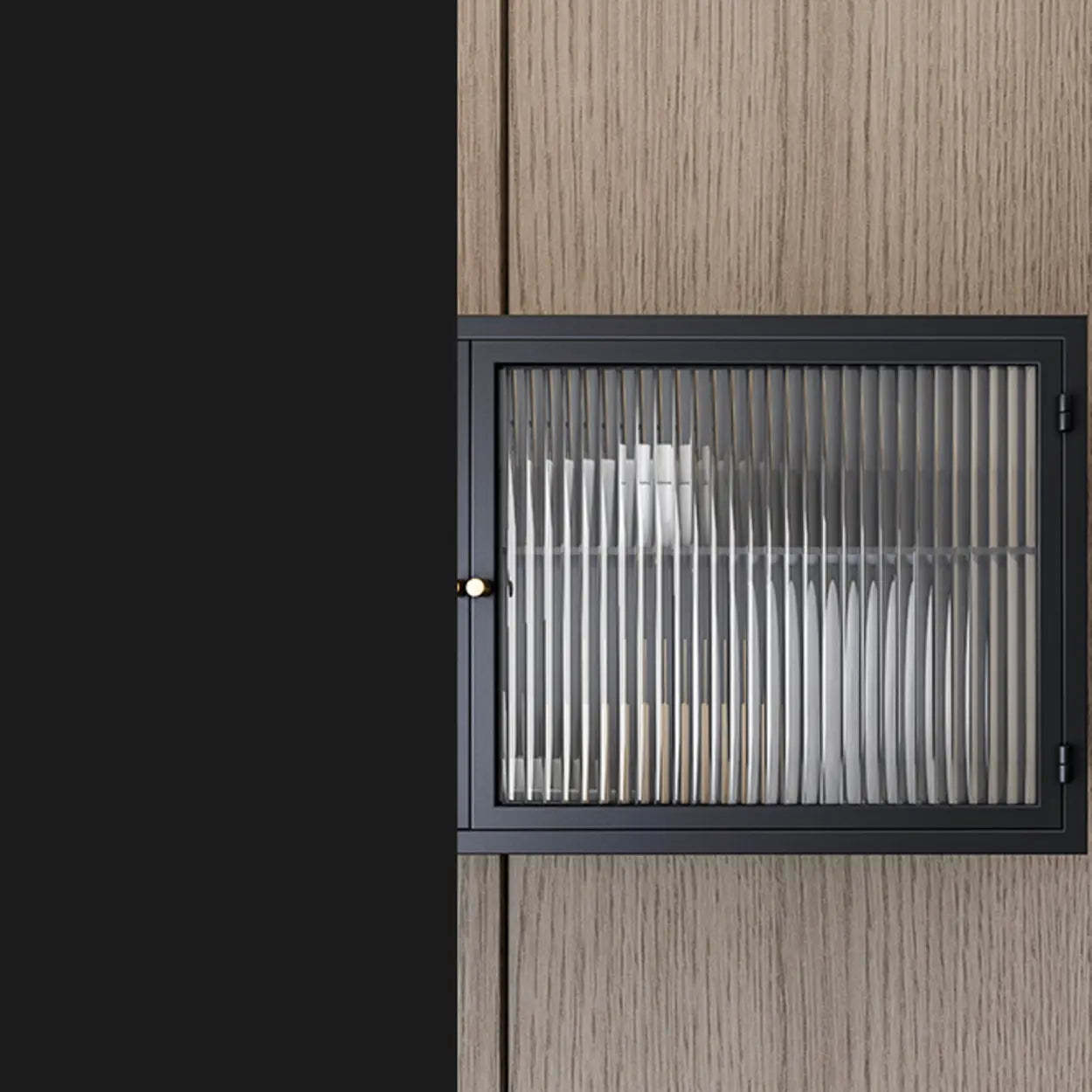 Black Rectangular Alloy Floating Mount China Cabinet
