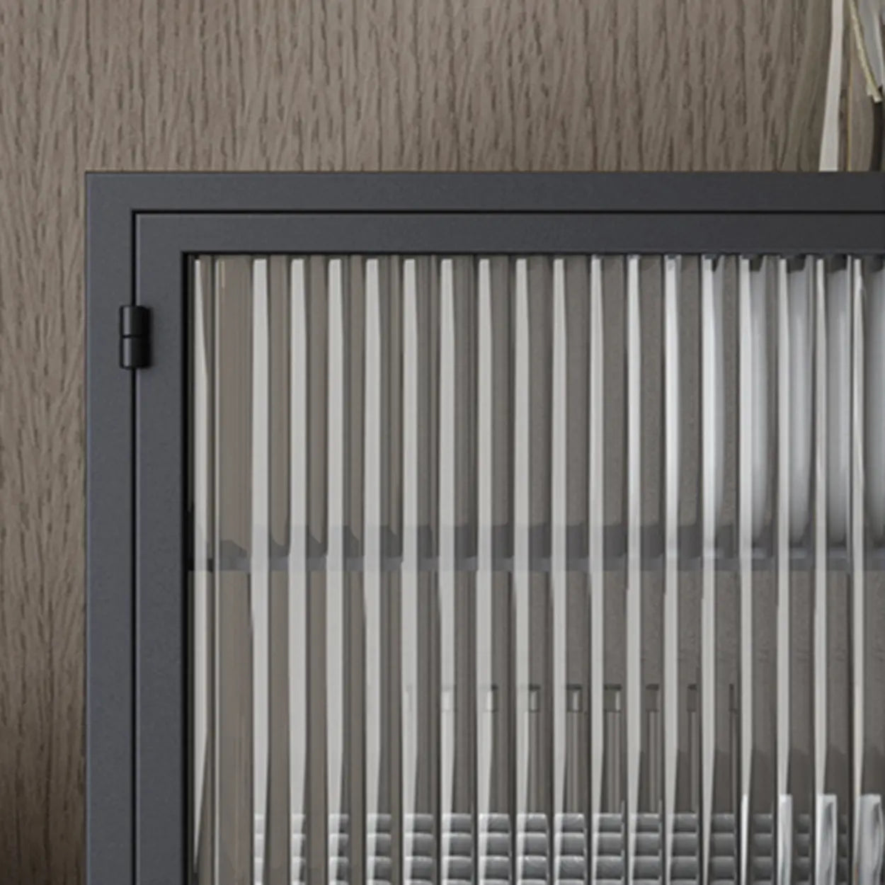 Black Rectangular Alloy Floating Mount China Cabinet