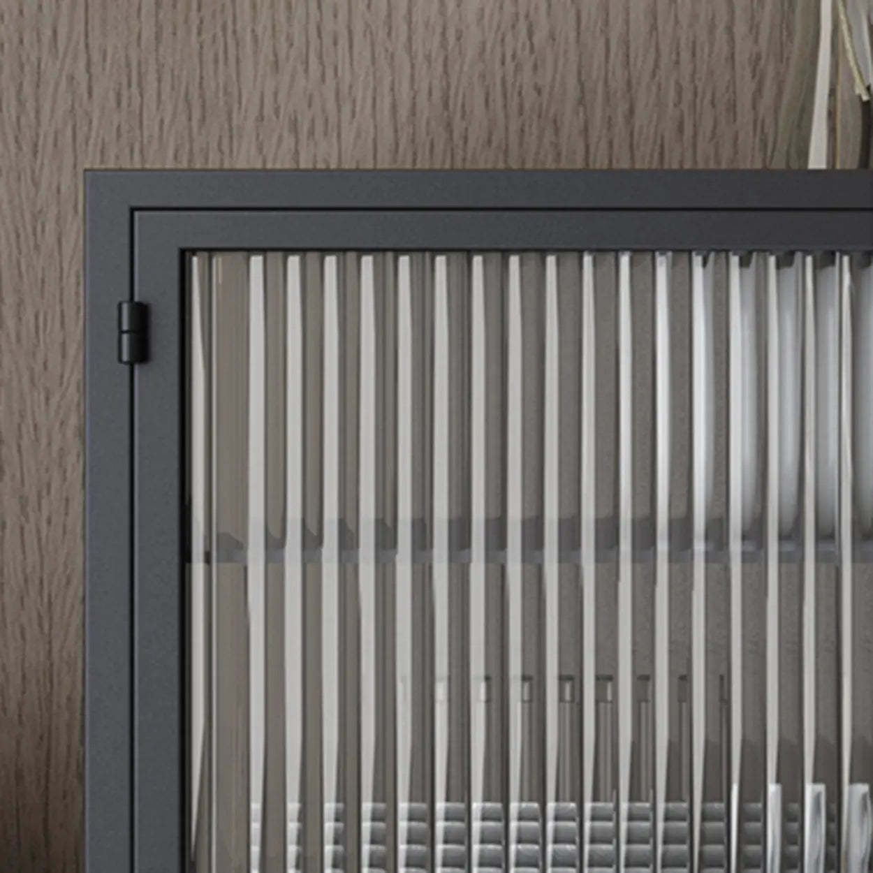 Black Rectangular Alloy Floating Mount China Cabinet