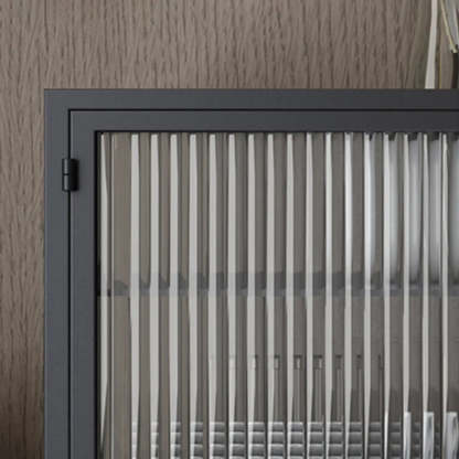 Black Rectangular Alloy Floating Mount China Cabinet