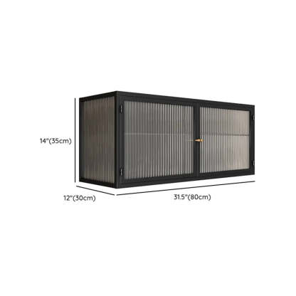 Black Rectangular Alloy Floating Mount China Cabinet
