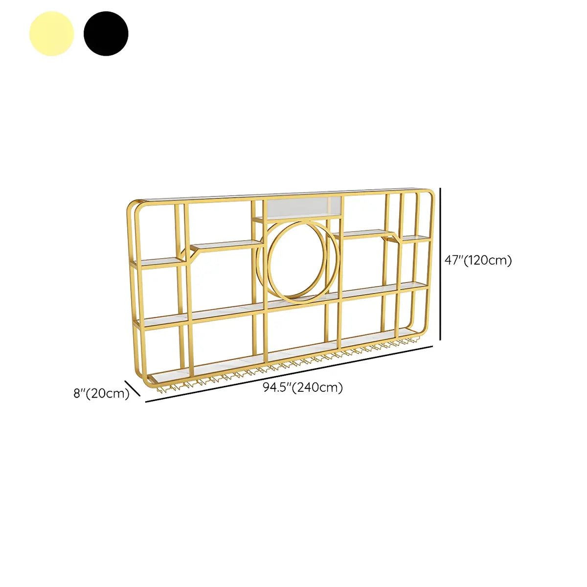 Black Rectangular Metal Floating Wine Rack with Glass Holder