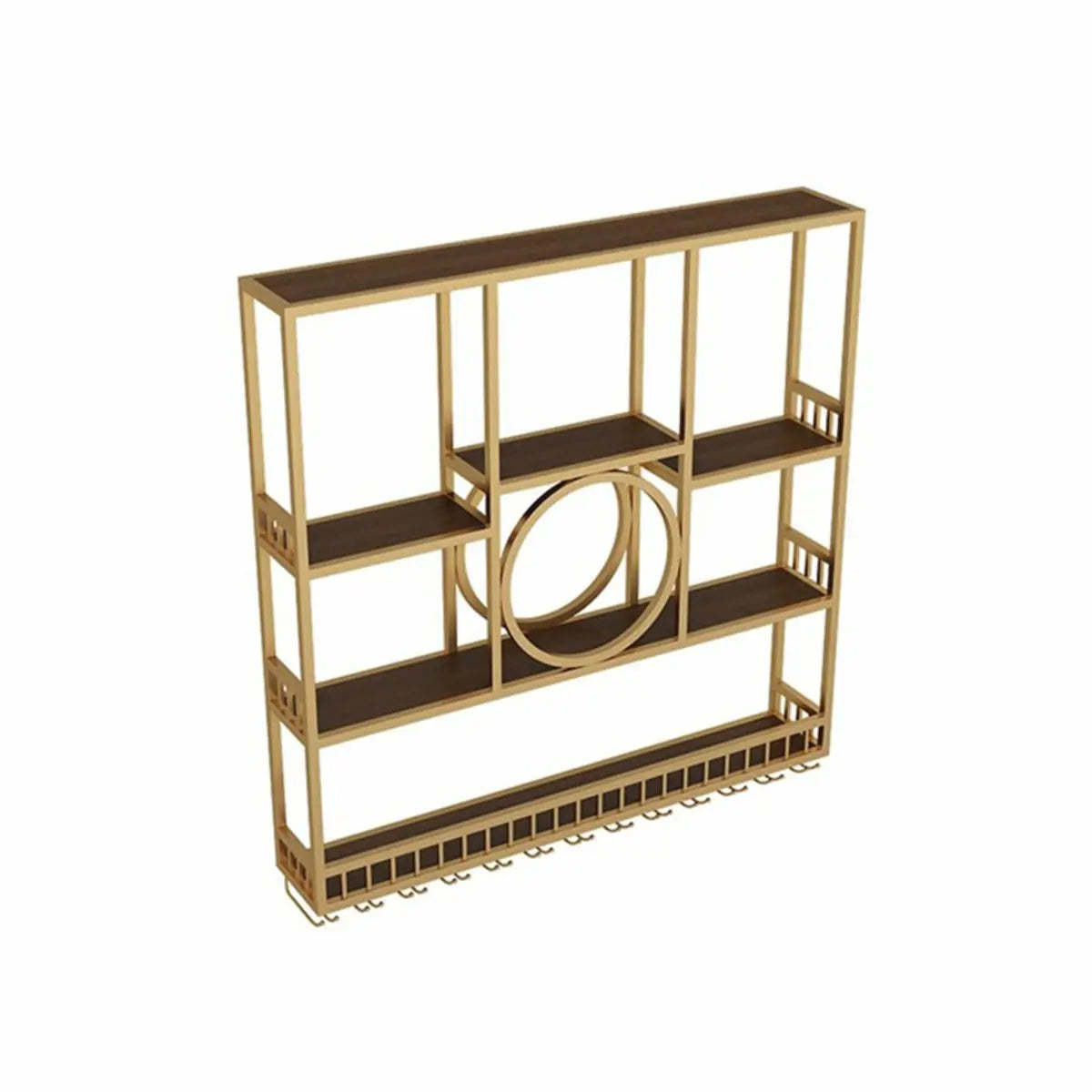 Black Rectangular Metal Floating Wine Rack with Glass Holder — Black