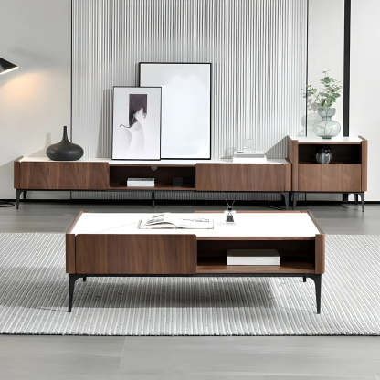 Black Stone Rectangular Four-Leg Coffee Table