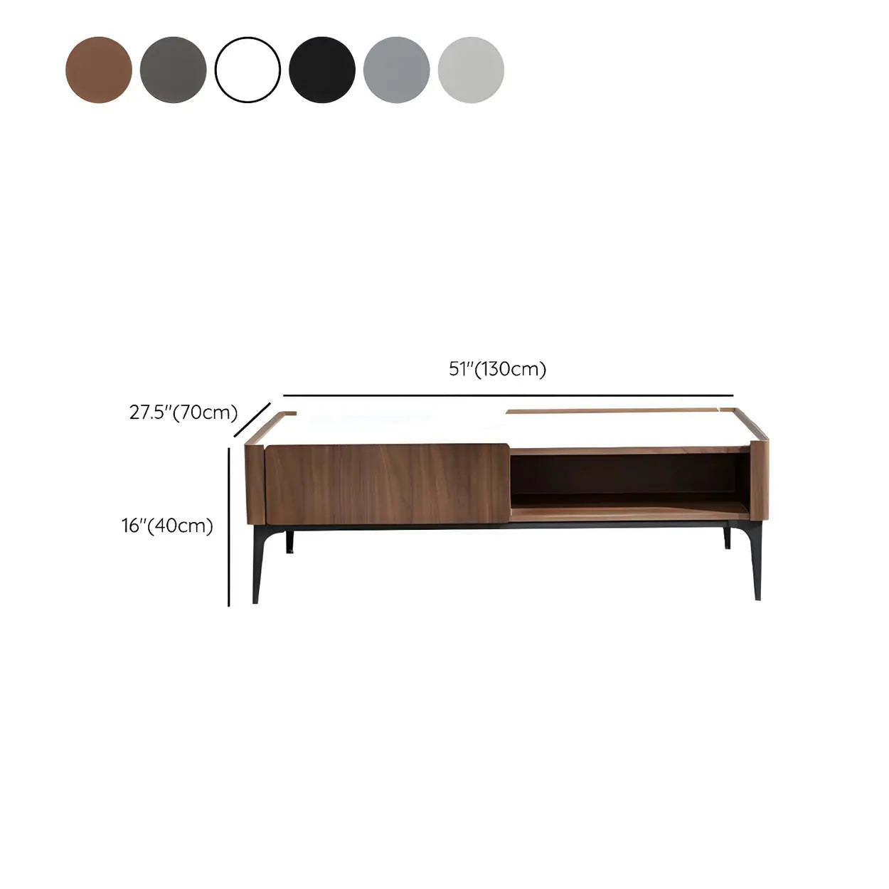 Black Stone Rectangular Four-Leg Coffee Table