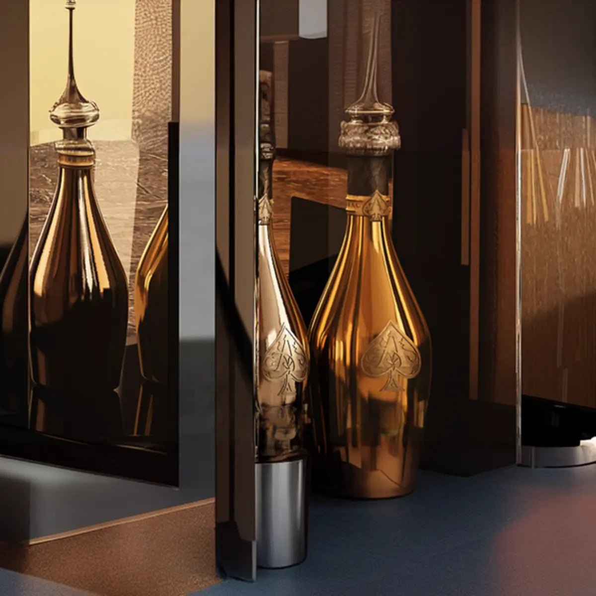 Black Rectangular Tall Glass Wine Display Cabinet