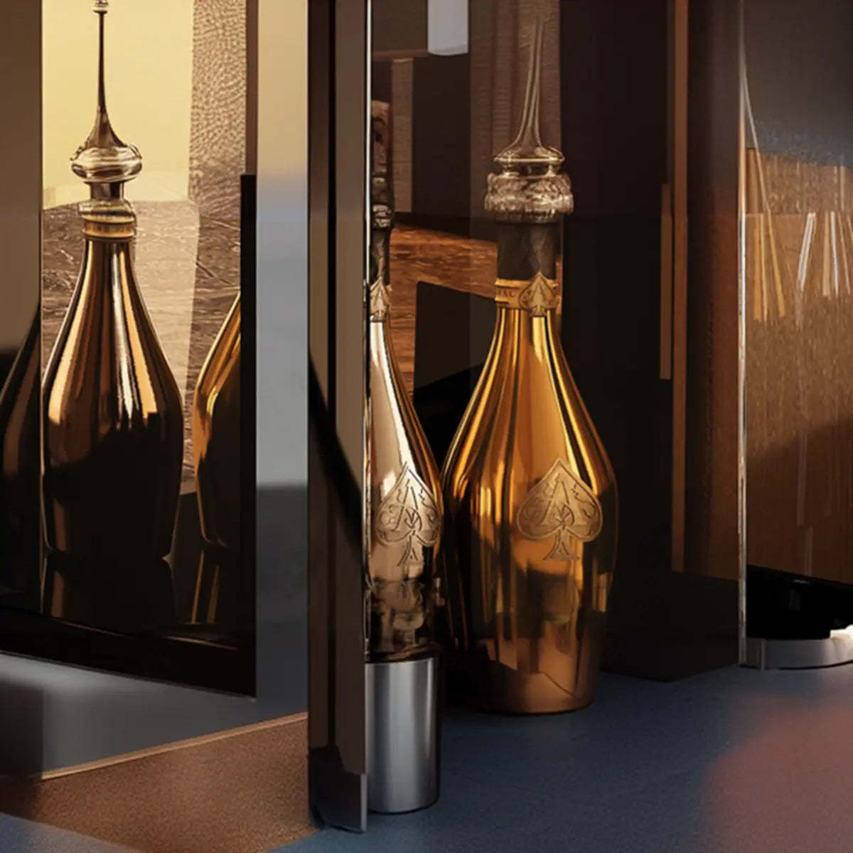 Black Rectangular Tall Glass Wine Display Cabinet