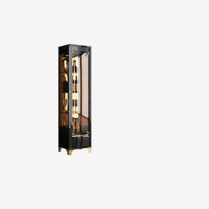 Black Rectangular Tall Glass Wine Display Cabinet