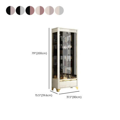 Black Rectangular Tall Glass Wine Display Cabinet