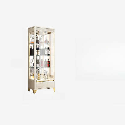 Black Rectangular Tall Glass Wine Display Cabinet — Black/ Gray