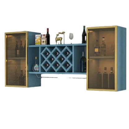Black Rectangular Wood Wall-Mount Wine Rack — Grey