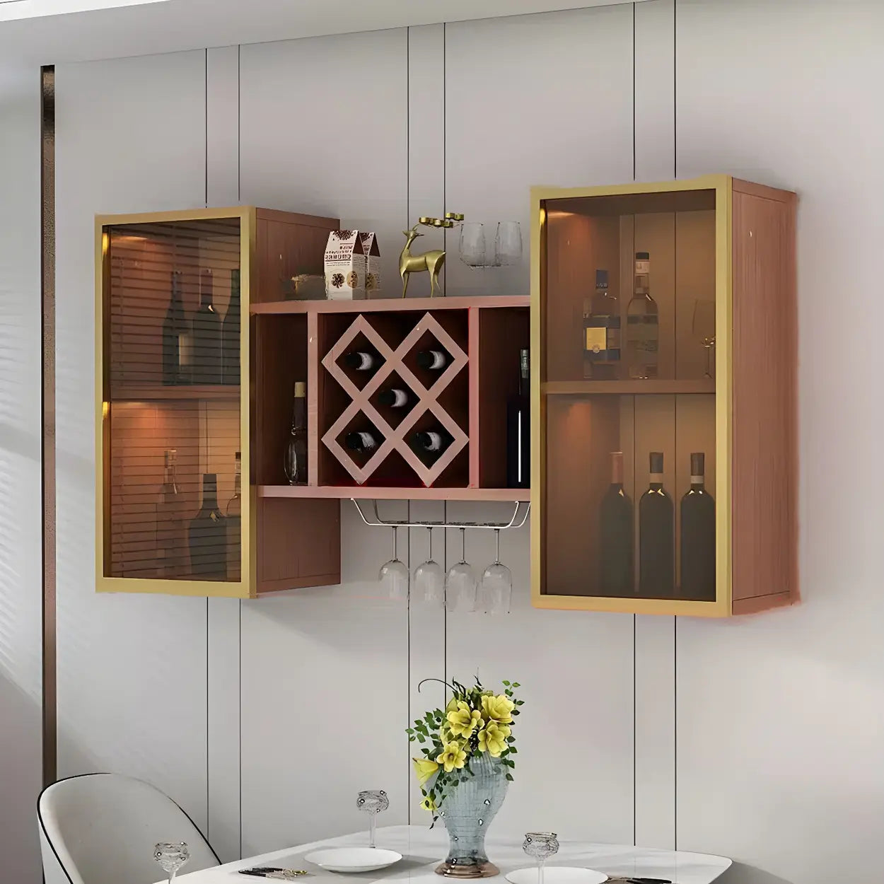 Black Rectangular Wood Wall-Mount Wine Rack