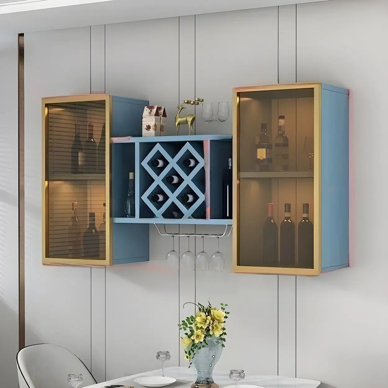 Black Rectangular Wood Wall-Mount Wine Rack