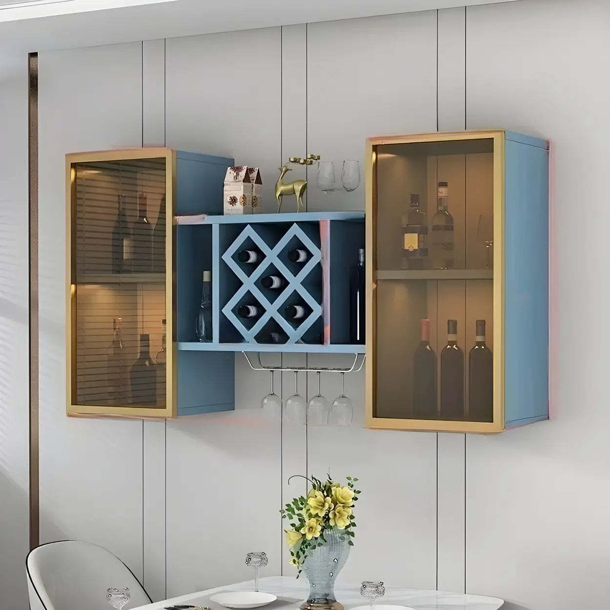 Black Rectangular Wood Wall-Mount Wine Rack