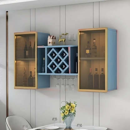 Black Rectangular Wood Wall-Mount Wine Rack