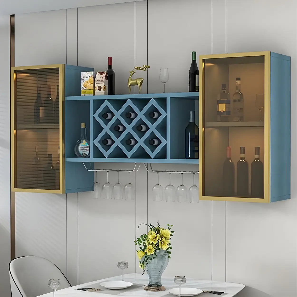 Black Rectangular Wood Wall-Mount Wine Rack