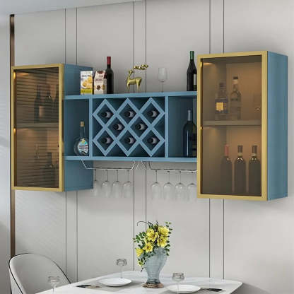 Black Rectangular Wood Wall-Mount Wine Rack