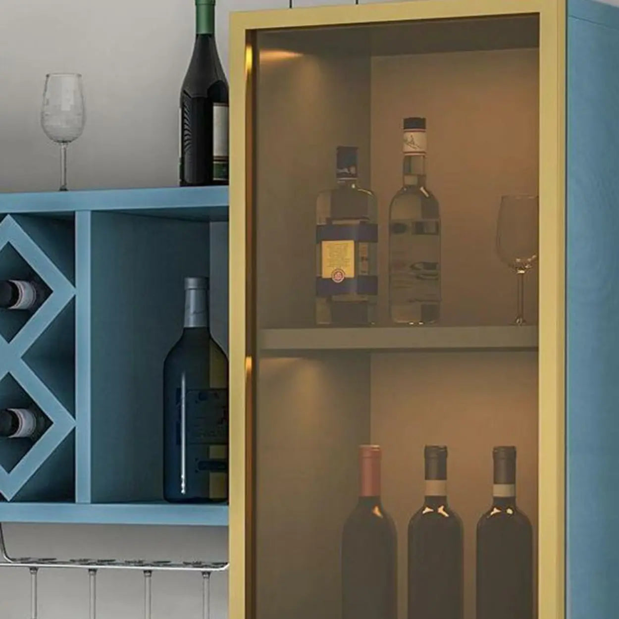 Black Rectangular Wood Wall-Mount Wine Rack — Grey