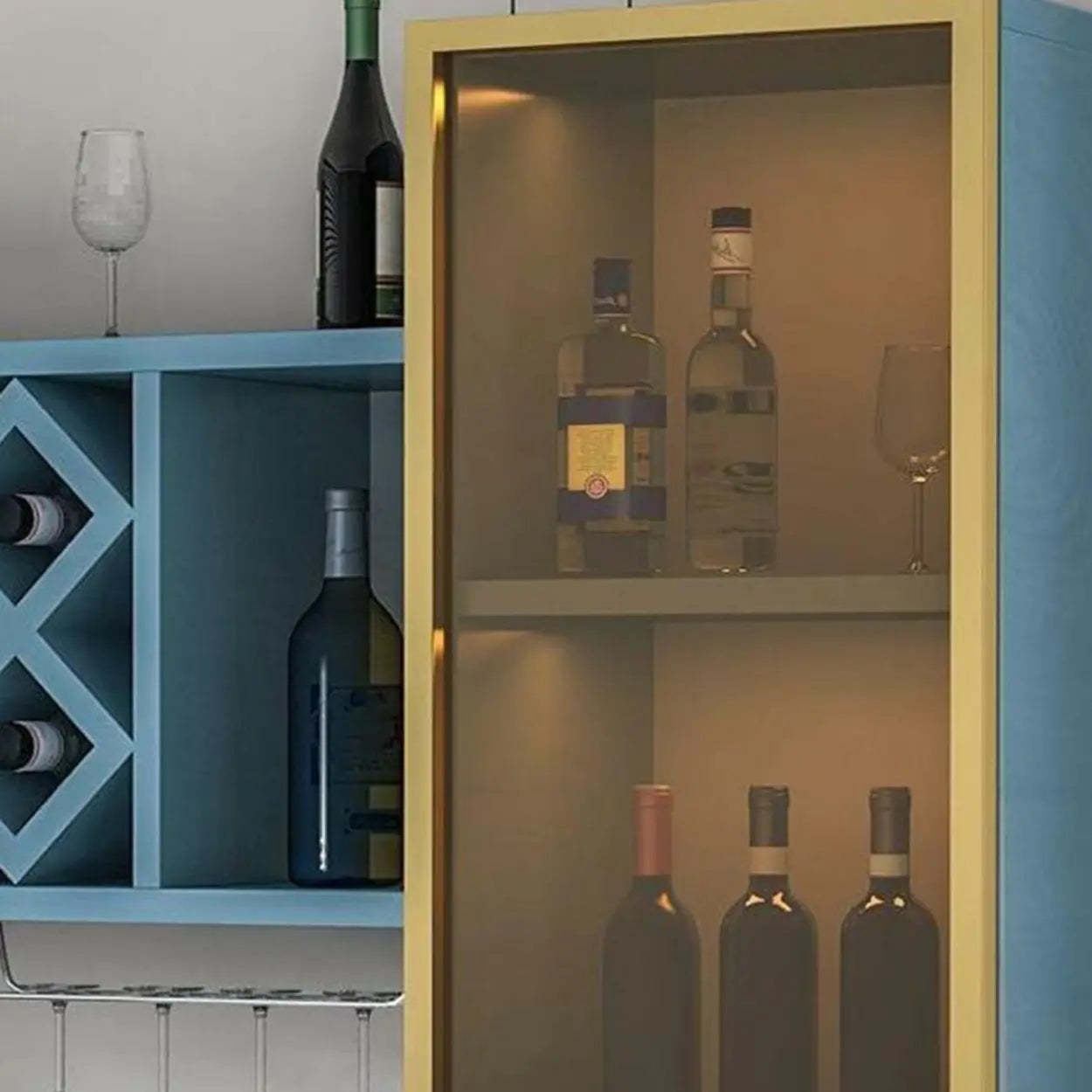 Black Rectangular Wood Wall-Mount Wine Rack — Grey