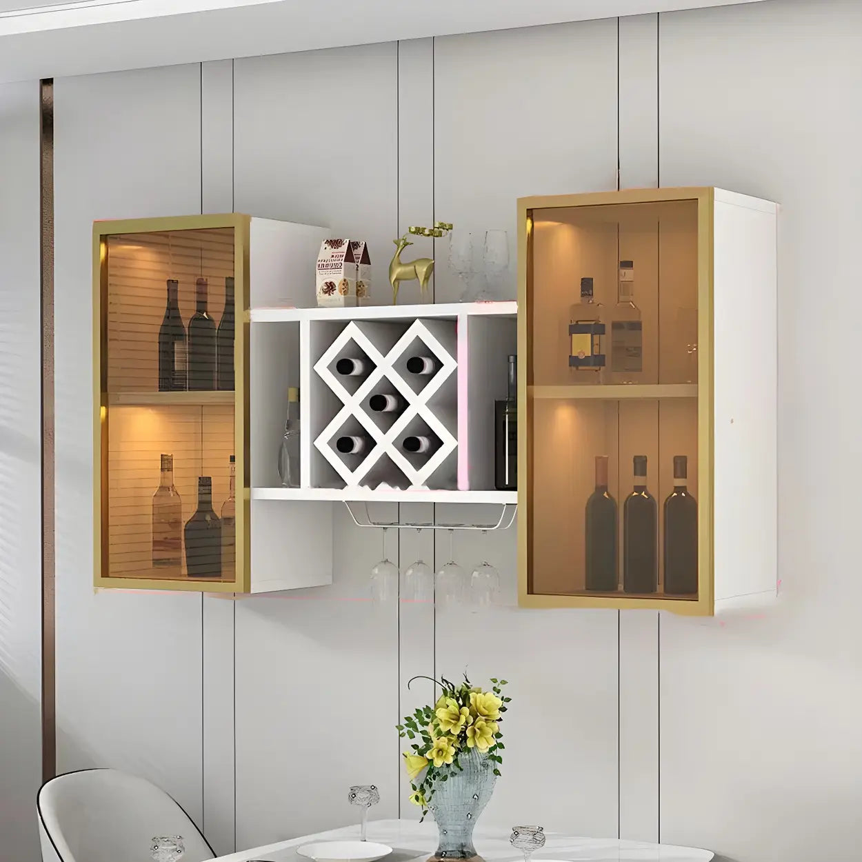 Black Rectangular Wood Wall-Mount Wine Rack — Black