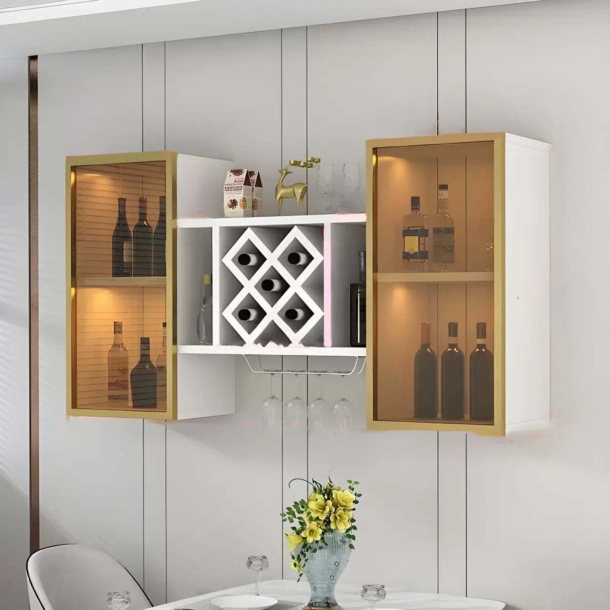 Black Rectangular Wood Wall-Mount Wine Rack — Black