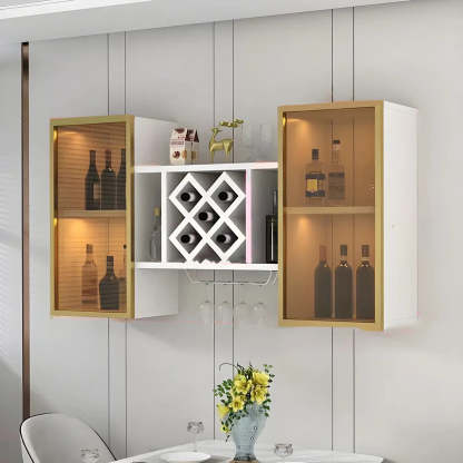 Black Rectangular Wood Wall-Mount Wine Rack — Black