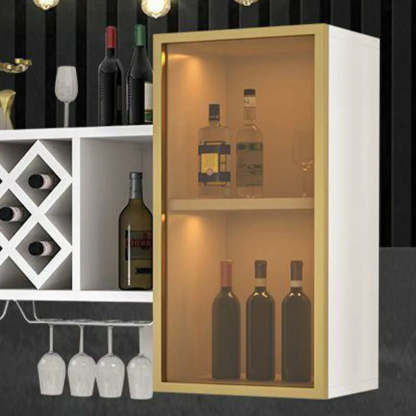 Black Rectangular Wood Wall-Mount Wine Rack — White