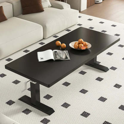 Black Rectangular Wood Lift-Top Coffee Table — Black / Black