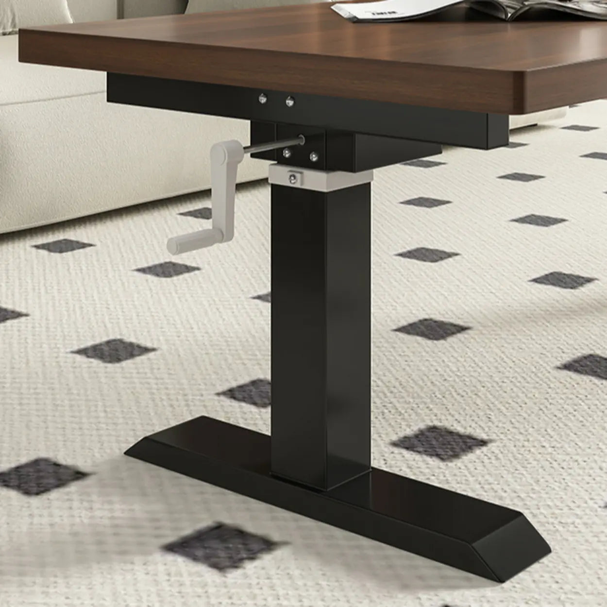 Black Rectangular Wood Lift-Top Coffee Table