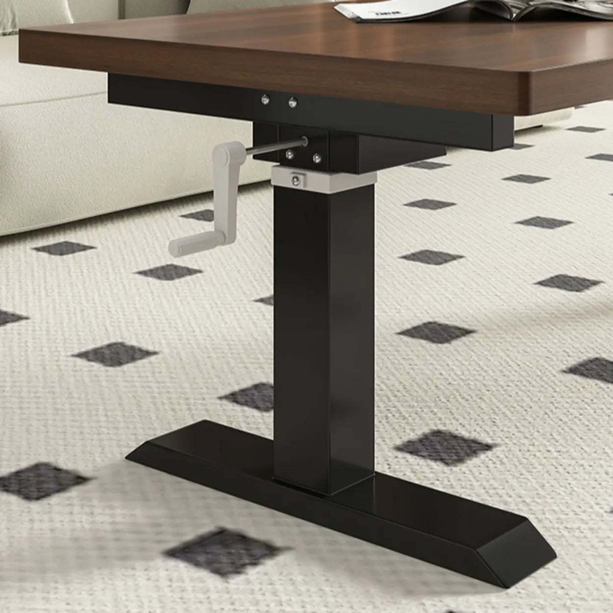 Black Rectangular Wood Lift-Top Coffee Table