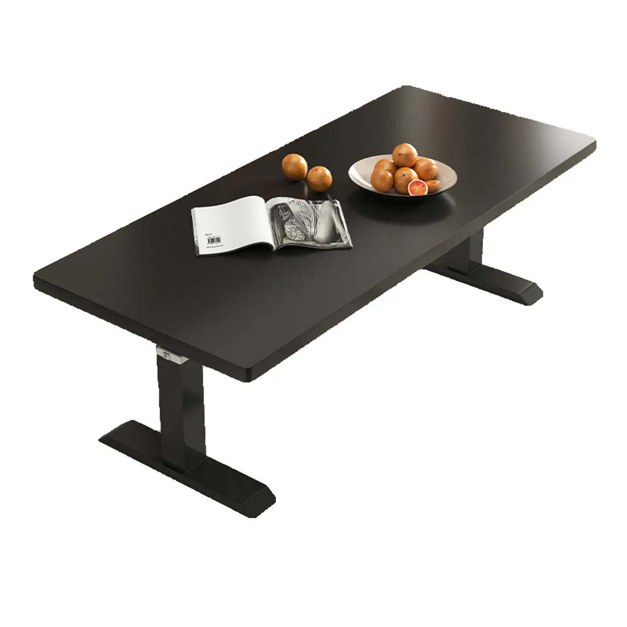 Black Rectangular Wood Lift-Top Coffee Table — Black / Walnut