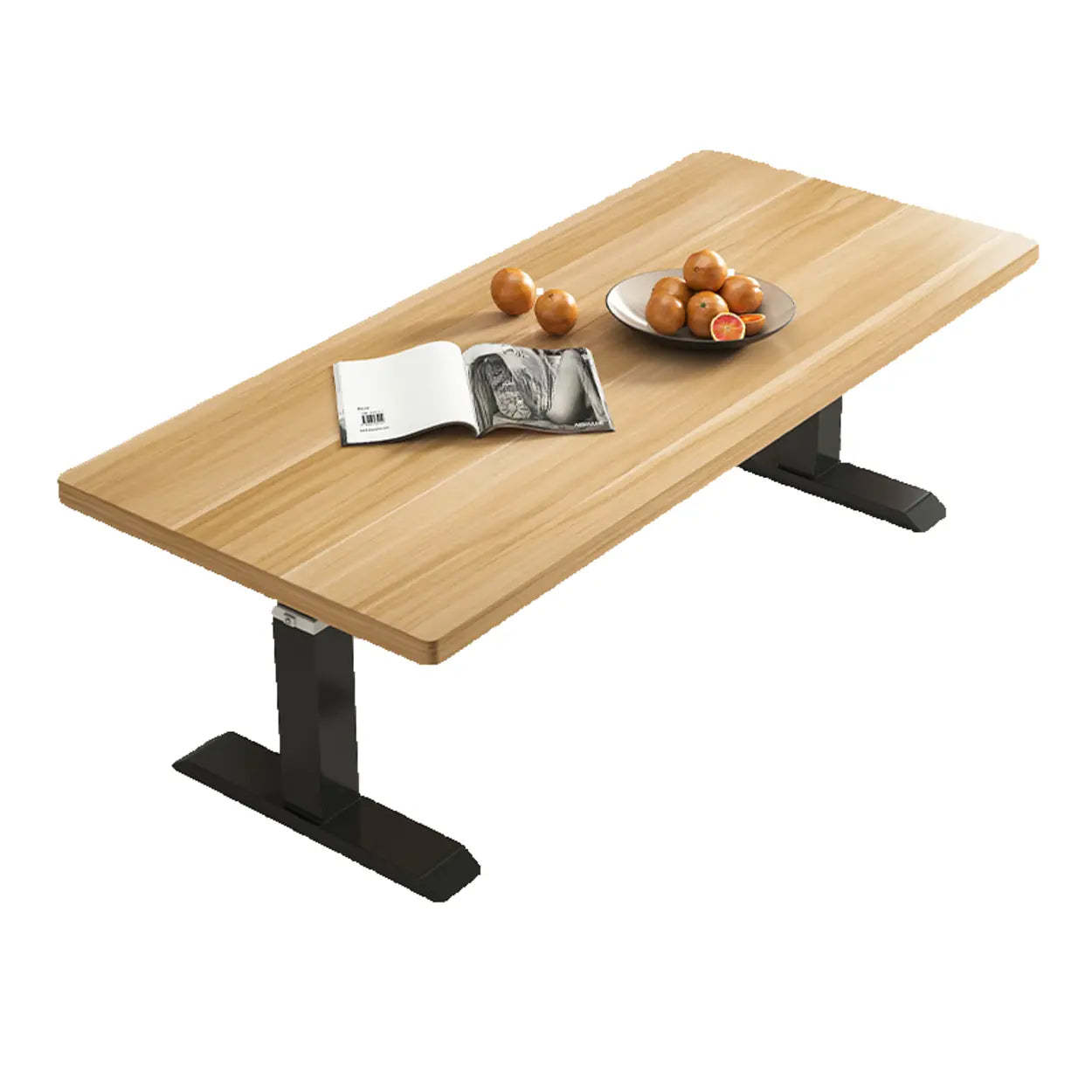 Lighom modern lift-top rectangular wood coffee tables — 63" L x 28" W x 20" H / Light Walnut / Black