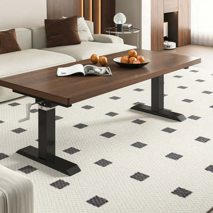 Black Rectangular Wood Lift-Top Coffee Table — White / White