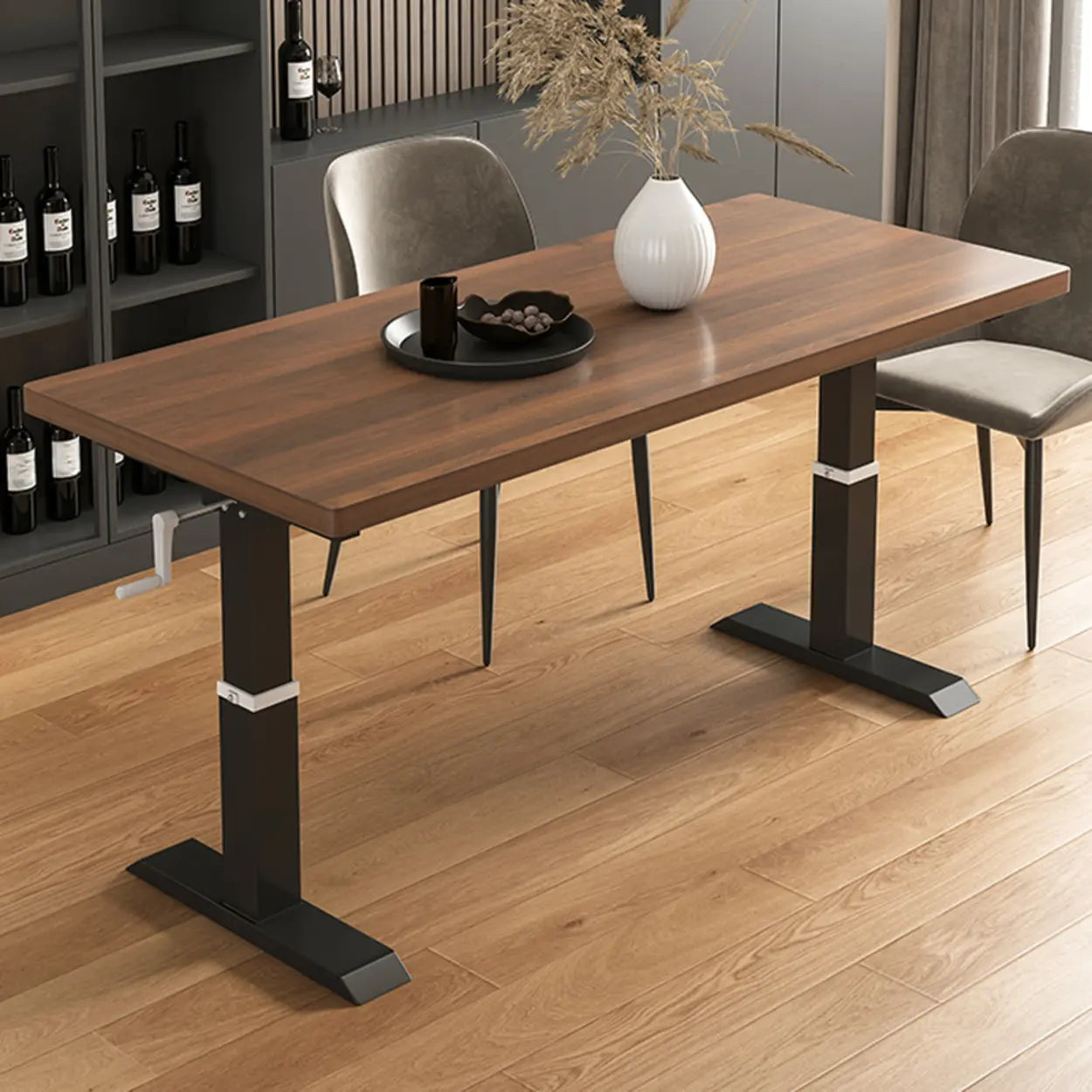 Black Rectangular Wood Lift-Top Coffee Table — Black / Walnut
