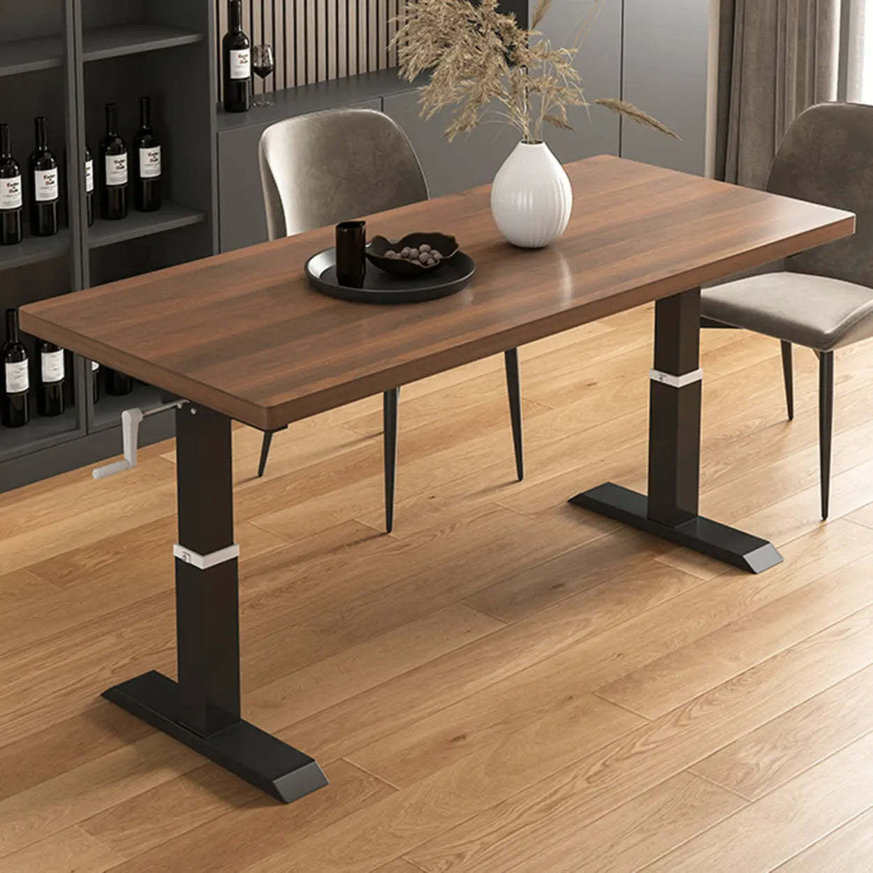Black Rectangular Wood Lift-Top Coffee Table — Black / Walnut