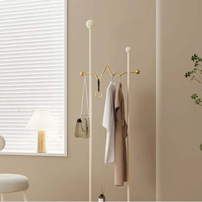 Black-Red Metal Loop Shelf Coat Stand