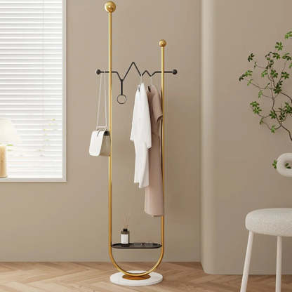 Black-Red Metal Loop Shelf Coat Stand
