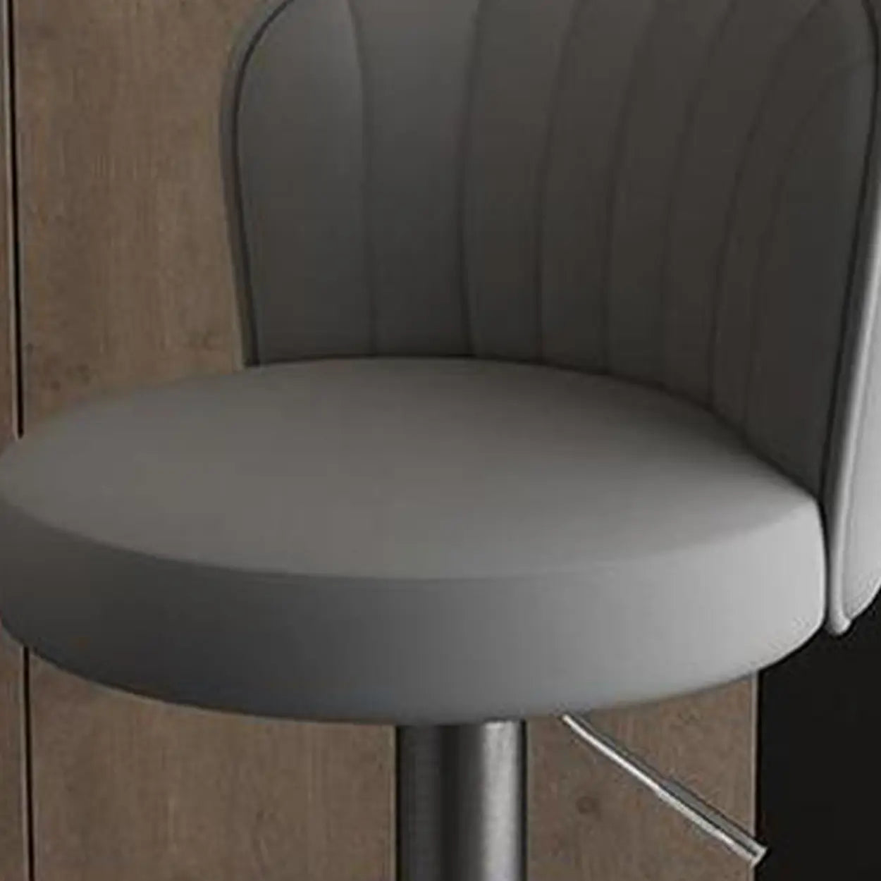 Black Round Leather Bar Stool with Metal Frame — Light Brown / Black