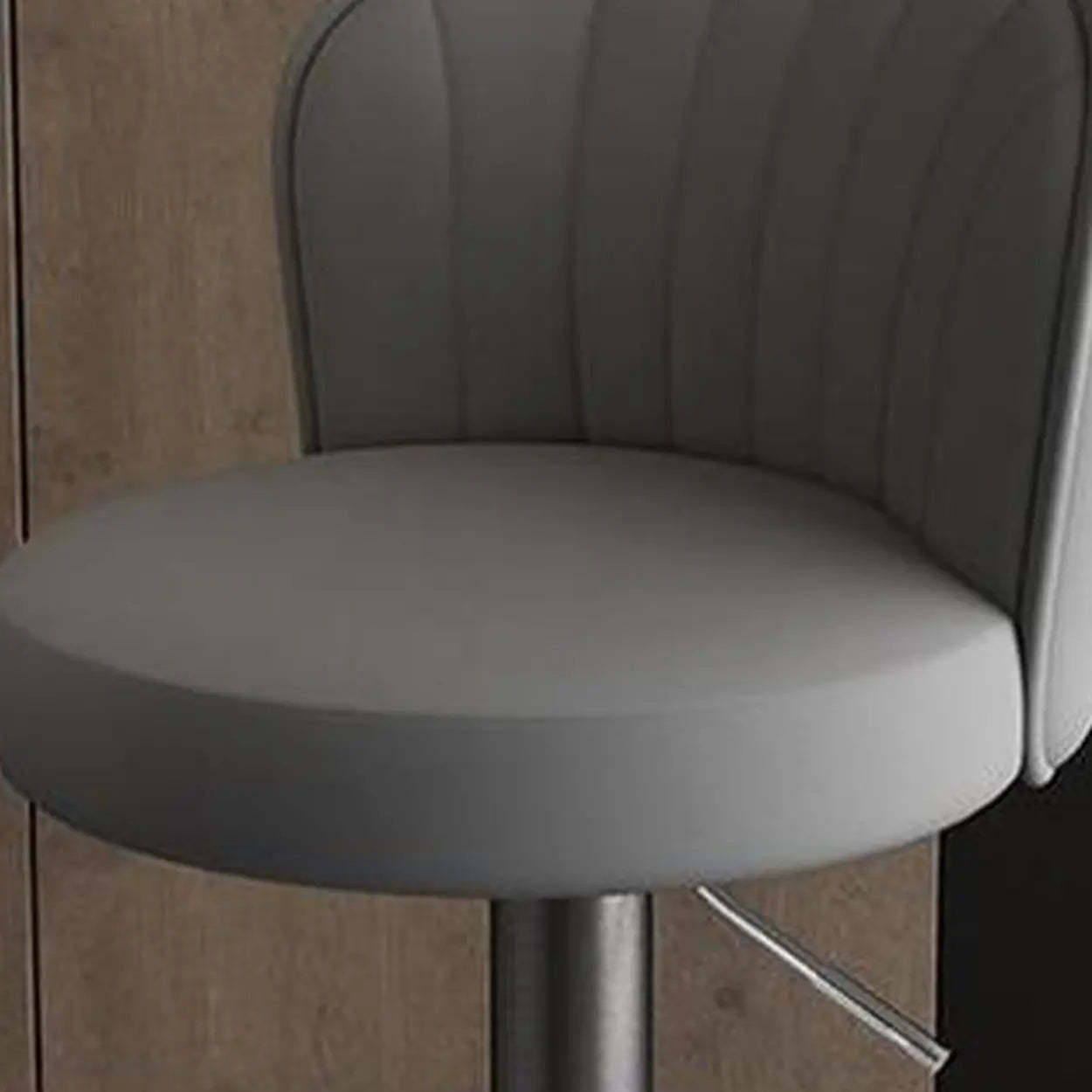 Black Round Leather Bar Stool with Metal Frame — Light Brown / Black