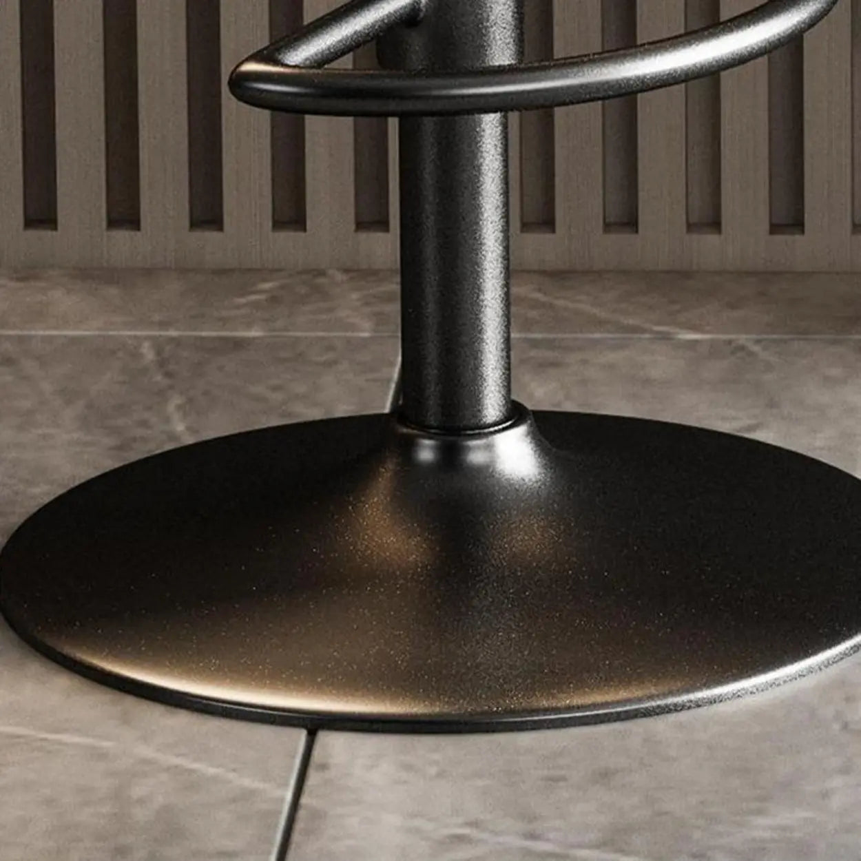 Black Round Leather Bar Stool with Metal Frame — Light Brown / Gold