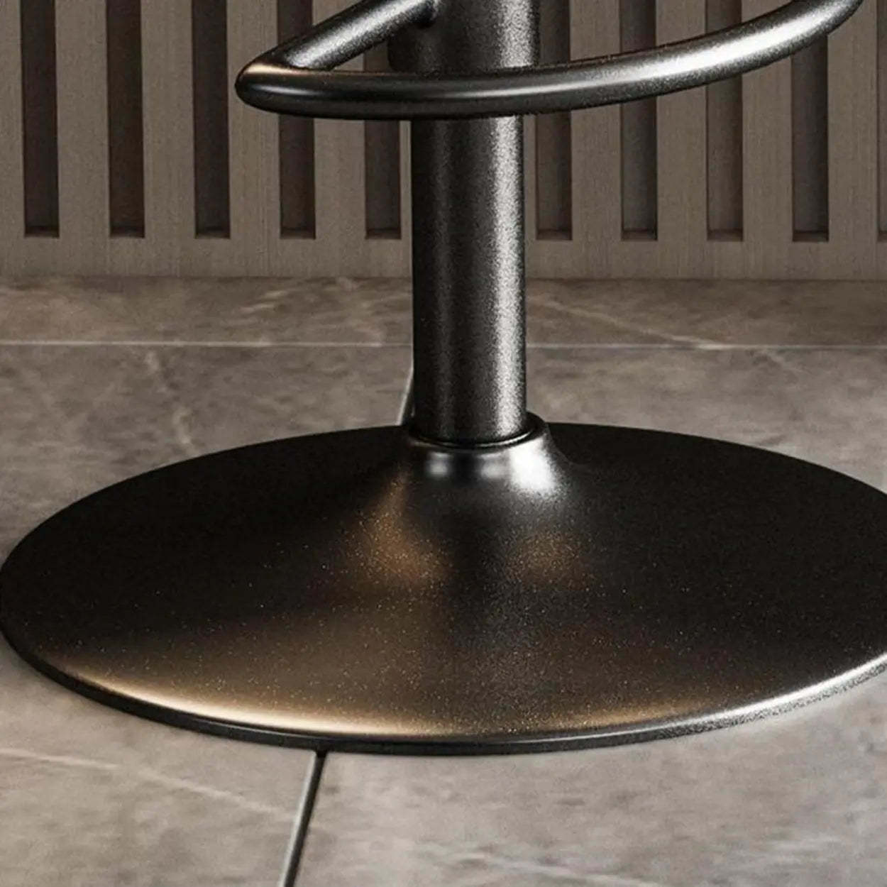Black Round Leather Bar Stool with Metal Frame — Light Brown / Gold