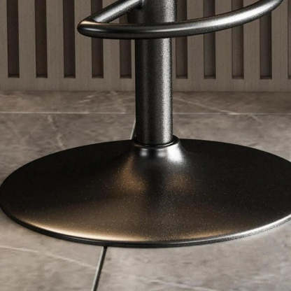 Black Round Leather Bar Stool with Metal Frame — Light Brown / Gold