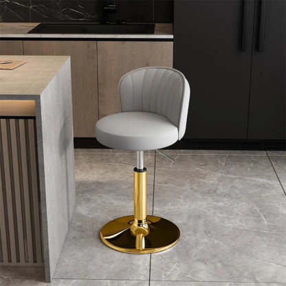 Black Round Leather Bar Stool with Metal Frame — Blue / Black