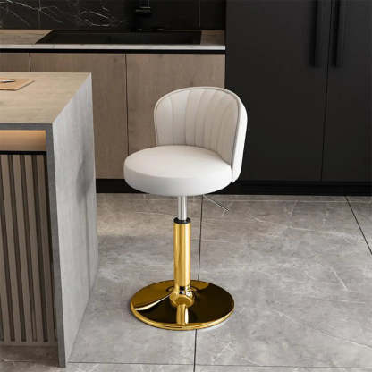 Black Round Leather Bar Stool with Metal Frame — Green / Black