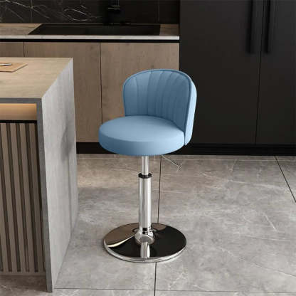 Black Round Leather Bar Stool with Metal Frame — Green / Silver
