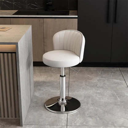 Black Round Leather Bar Stool with Metal Frame — Orange / Gold